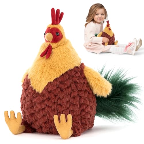 Danbghyuo Henne Braun - 25 cm (Höhe) - Plüsch-Huhn, Henne, Vogel - Huhn Henne Plüsch, Kuscheltier, Huhn Plüsch Nackenkissen von Danbghyuo