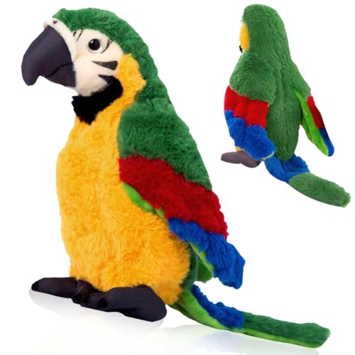 Danbghyuo Papagei Stoffpuppe, Papageienspielzeug, Stoffvogel Papageienvogel, Stofftier, süßes Spielzeug, Papagei Stofftier, Lustige Stofftiere für Kinder, Kinder Mädchen Jungen (Grün) von Danbghyuo