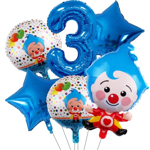 Luftballon Set Clown, 3 Jahr Geburtstagsdeko,Geburtstagsdeko Zirkus,Clown Foil Balloon Cute Balloons for Circus Carnival Holiday Party Decoration Supplies von Danbghyuo