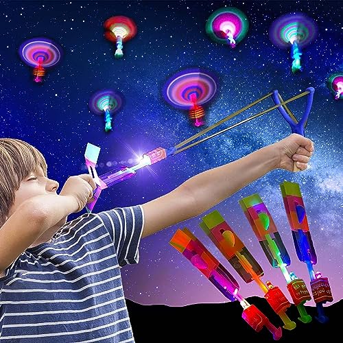 Dandin 16PCS LED Leuchtspielzeug Partyartikel, Hubschrauber Fliegen Spielzeug, Rakete Schleuder Spielzeug, Fliegendes Spielzeug Party Set, Mitbringsel Kindergeburtstag von Dandin