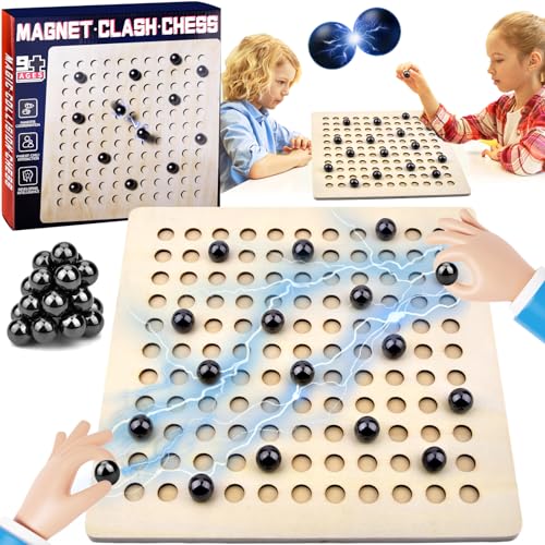 Magnetisches Schachspiel, Magnet Brettspiel, pädagogisches Dame Spiel, magnetisches Schachspiel aus Holz, lustiges Tischmagnetspiel für Familienpartyspiele für Kinder und Erwachsene (A) von Dandin