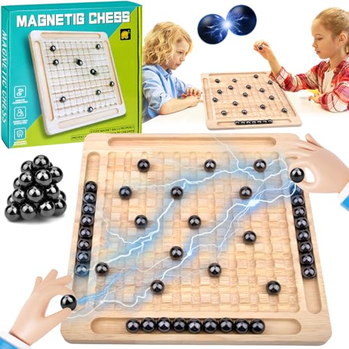 Magnetisches Schachspiel, Magnet Brettspiel, pädagogisches Dame Spiel, magnetisches Schachspiel aus Holz, lustiges Tischmagnetspiel für Familienpartyspiele für Kinder und Erwachsene (B) von Dandin
