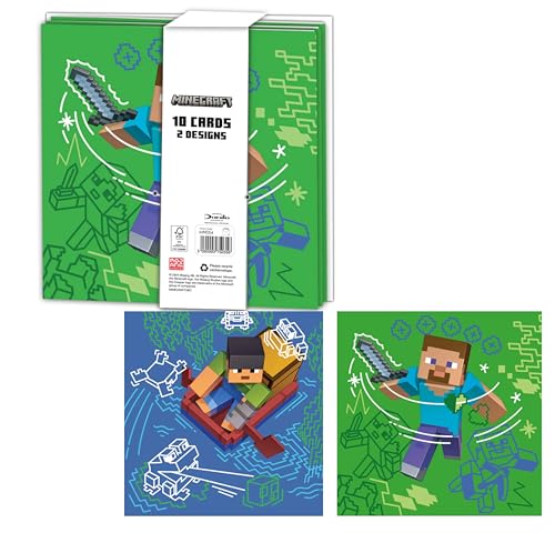 Danilo Promotions LTD Minecraft Geburtstagskarten, 10 Stück, Dankeskarten, 2 Designs von Danilo Promotions LTD