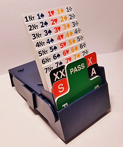 Danish Bridge Supply SuperBridgeBox – 4er-Set mit Bietkarten aus 100 % Kunststoff (blau) – für Links- und Rechtshänder geeignet. von Danish Bridge Supply