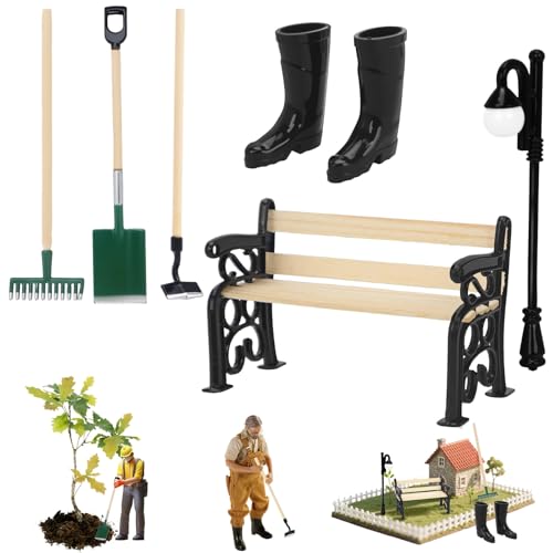 Danishsy Miniatur Garten Zubehör, Feengarten Wichtel Zubehör Deko, 7 Stück Mini Gartenmöbel Sachen, für DIY, Feengarten Dekoration, Puppenhäuser, Geburtstagsgeschenke für Jungen und Mädchen von Danishsy