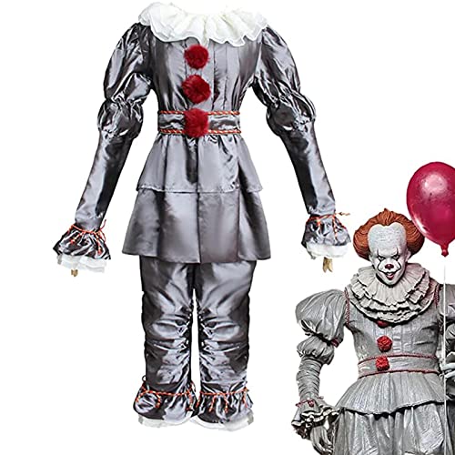 Dankek Halloween Pennywise Kostüme - Halloween Cosplay Scary Clown Kostüme | Horrorfilm Stil Halloween Kostüm | Kopf Cosplay Requisiten Festival Kostüm | Beliebtes Film Halloween Clown Kostüm von Dankek