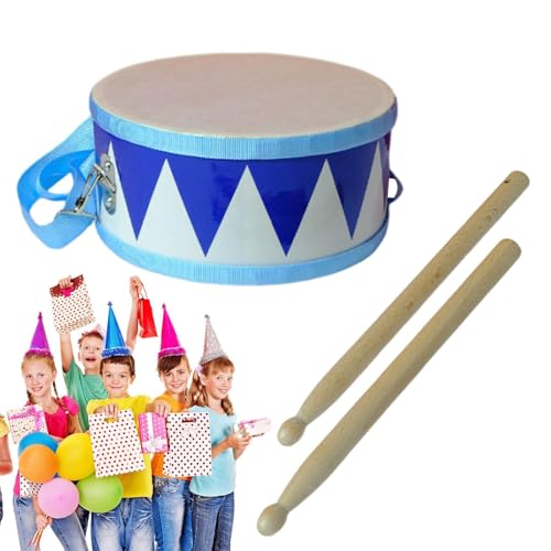 Dankek Kinder-Schlagzeugset,Schlagzeugset für Kinder | 2 Trommelstöcke, doppelseitige Kindertrommel mit verstellbarem Riemen,8-Zoll-Baby-Holzspaß-Trommelspielzeug, von Dankek