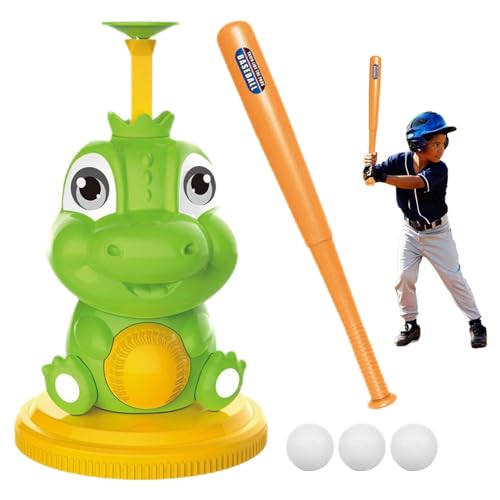 Dankek Kleinkind-Baseball-Set, Kinder-Baseball-T-Shirt-Spielzeug - Cartoon-Dinosaurier-Baseballspielzeug Baseball-Pitching-Maschine,Mehrzweck-Schlagübungsspielzeug, Baseball-Trainingsausrüstung für von Dankek