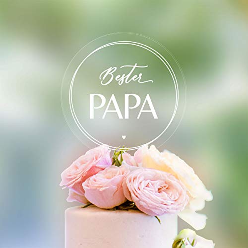 Cake Topper Bester Papa [transparente Scheibe] - Acryl - für die Vatertagstorte - Geschenke für Papa Geschenk, Geschenkideen Bester Papa Geschenke Vatertag, Happy Birthday Tortendeko Geburtstag von Dankeskarte.com