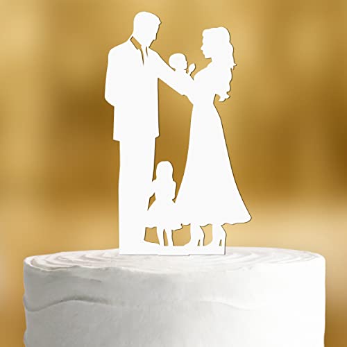 Cake Topper Familie [mit Mädchen und Baby] - Acryl deko weiss deko Hochzeitstorte deko Kuchen deko Hochzeit Tortendekoration Verlobung Tortenstecker Hochzeit Tortendeko Wedding cake von Dankeskarte.com