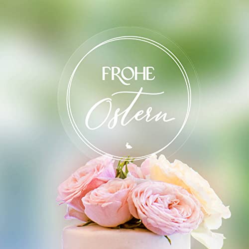 Cake Topper Frohe Ostern [transparente Scheibe] - Acryl- für die Osterfeier - Tortendeko deko, Osterdeko, Dekoration von Dankeskarte.com