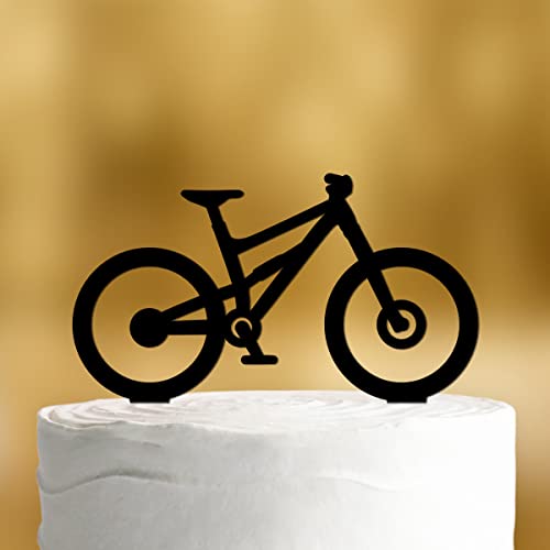 Cake Topper Mountainbike [für Radfahrer] - Acryl schwarz - für die Geburtstagstorte - Geburtstagsdeko Tortenaufleger happy birthday party deko Geschenkideen Happy birthday tortendeko Geburtstag von Dankeskarte.com