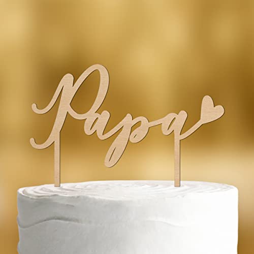 Cake Topper Papa [mit Herz] - Holz 4mm- für die Vatertagstorte - Geschenke für Papa Geschenk, Geschenkideen Bester Papa Geschenke Vatertag, Happy Birthday Tortendeko Geburtstag von Dankeskarte.com