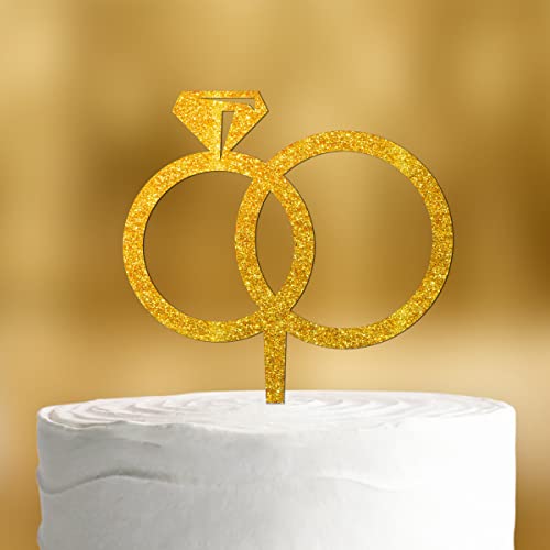 Cake Topper Ringe [Übereinander Liegende Ringe] - Acryl Gold Glitzer Deko Hochzeitstorte Kuchen Hochzeit Tortendekoration Verlobung Tortenstecker Wedding Cake von Dankeskarte.com