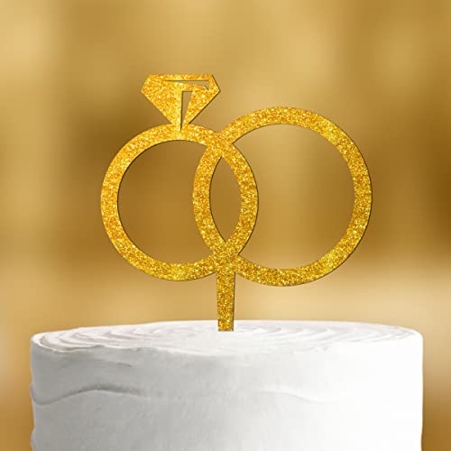 Cake Topper Ringe [übereinander liegende Ringe] - Acryl gold Glitzer deko Hochzeitstorte deko Kuchen deko Hochzeit Tortendekoration Verlobung Tortenstecker Hochzeit Tortendeko Wedding cake von Dankeskarte.com