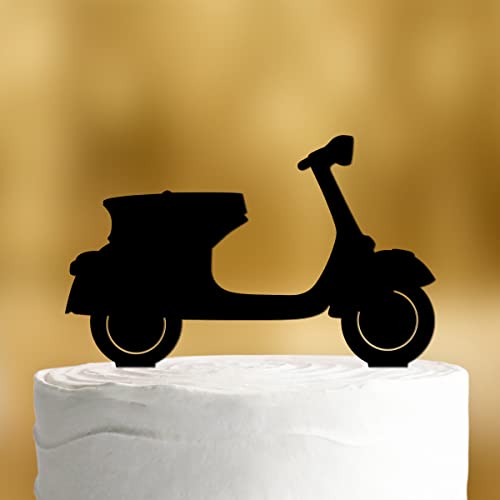 Cake Topper Vespa [retro] - Acryl schwarz - für die Geburtstagstorte - Geburtstagsdeko Tortenaufleger happy birthday party deko Geschenkideen Happy birthday tortendeko Geburtstag von Dankeskarte.com