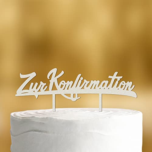 Cake Topper Zur Konfirmation [in Schreibschrift] - Acryl satiniert - Tortendeko Konfirmation mädchen Tortenstecker Konfirmation deko Tortenaufleger Konfirmation Geschenk Party deko Konfirmation von Dankeskarte.com