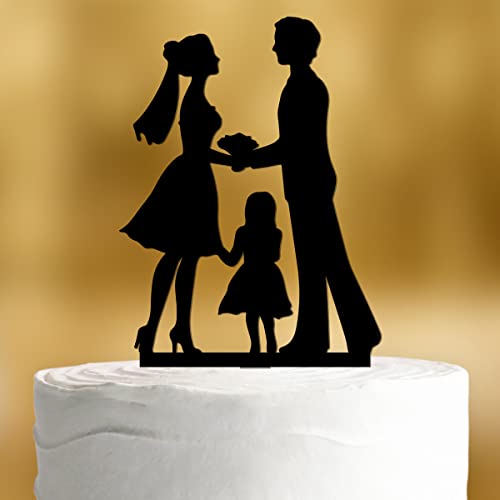 Cake Topper kleine Familie [kleines Mädchen] - Acryl deko schwarz deko Hochzeitstorte deko Kuchen deko Hochzeit Tortendekoration Verlobung Tortenstecker Hochzeit Tortendeko Wedding cake von Dankeskarte.com