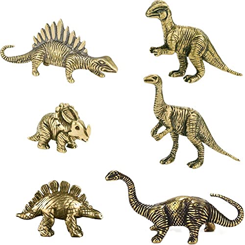 Danlai 6 Stücke Messing Dinosaurier Kleine Statue Büro Desktop Ornamente Tee Haustiere Handwerk Tier Miniaturen Figuren Kinder Spielzeug von Danlai