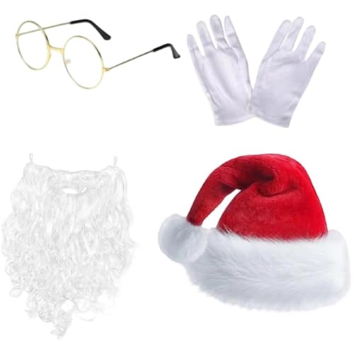 Danlai Weihnachtsmann-kostüm-zubehör-set, 4-teilig, Weihnachtsmann-outfit Mütze, Bart, Brille Und Handschuhen, Weihnachtsmann-kostüm Für Partys Danlai Weihnachtsmann-kostüm-zubehör-set, 4-teilig, Weihnachtsmann-outfit Mütze, Bart, Brille Und Handschuhen, Weihnachtsmann-kostüm Für Partys von Danlai