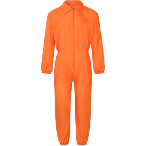 Erwachsene Gefangener Overall Brief Drucken Sträfling Kostüm Reißverschluss Langarm Gefängnis Onesie Halloween Cosplay Party Outfit Erwachsene Gefangener Overall Brief Drucken Sträfling Kostüm Reißverschluss Langarm Gefängnis Onesie Halloween Cosplay Party Outfit von Danlai