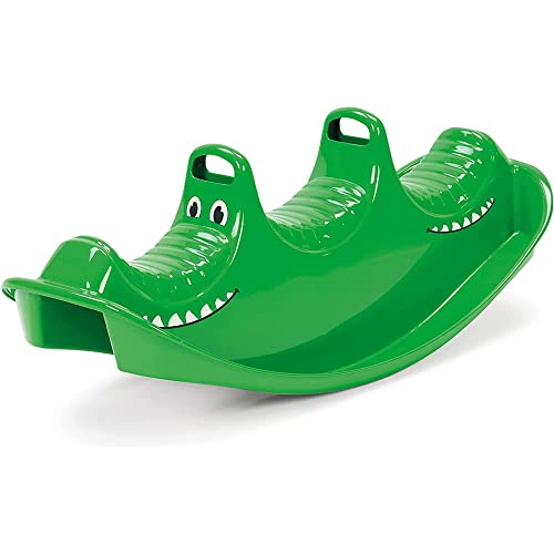 Dantoy – Schaukelpferd mit 3 Sitzen - Wippe aus Langlebiger Kunststoff - Kinderwippe für Kinder - 1–5 Jahre - Grünes Krokodil - Garten Spielzeug - Draußen / Drinnen - Hergestellt in Dänemark von Dantoy