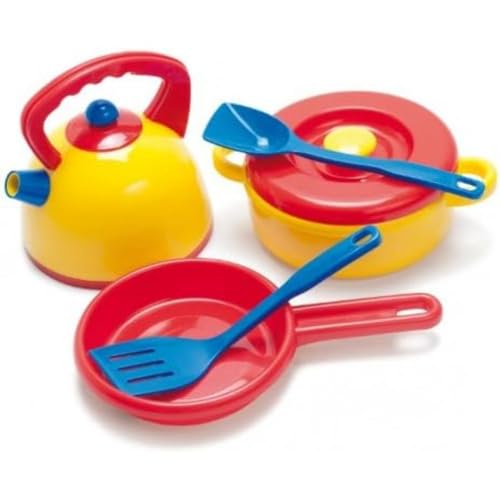 Dantoy Kettle and Pot Set, Role Play Set with 7 Pieces Including Utensils Pretend Play Toys for Kids – Multi-Colour von Dantoy