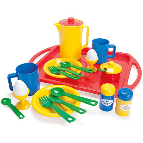 Dantoy - Frühstückset - Spielset mit Servierbrett - Kinderküche - Geschirrset - Sandspielzeug - Zubehör - Spielküche - 32 Teilen - Kinder ab 3 Jahre – Spielzeug - Dänemark Produziert von Dantoy