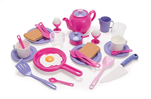Dantoy - My Little Princess Frühstückset - Kinderküche - Geschirrset - Sandspielzeug - Zubehör - Spielküche - 32 Teilen - Kinder ab 3 Jahre – Spielzeug - Ecolabel Plastik - Dänemark Produziert von Dantoy