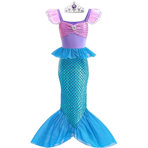 Danvren Kleine Mädchen Meerjungfrau Prinzessin Kostüm Kleinkind Meerjungfrau Kleid Halloween Kostüm mit Krone Danvren Kleine Mädchen Meerjungfrau Prinzessin Kostüm Kleinkind Meerjungfrau Kleid Halloween Kostüm mit Krone von Danvren