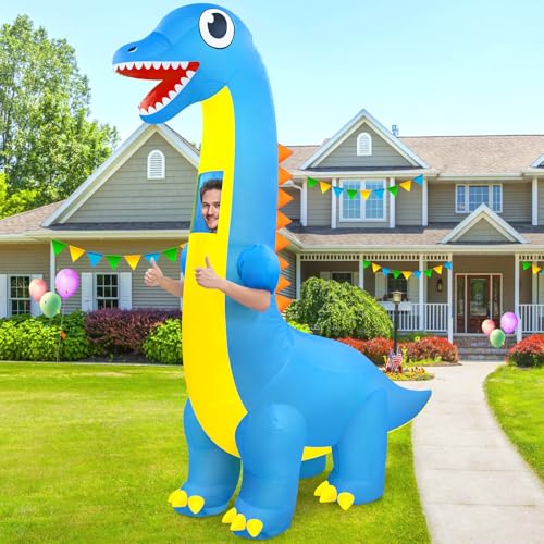 Danxilu Aufblasbares Dinosaurierkostüm für Erwachsene Aufblasbares Ganzkörper-Halloweenkostüm für Männer und Frauen Lustiger Drache mit Langem Hals für Cosplay-Partys, Tierthema, Maskerade von Danxilu