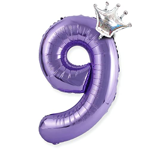 40 Zoll 0-9 XXL Zahlen Luftballon, 100 cm lila Riesen Geburtstagsdeko Zahl 9 Folien Helium Ballon, Folienballon für Junge Mädchen 9. Geburtstag, Hochzeit, Jubiläum Party Dekoration von Daohexi