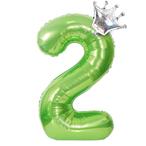Luftballon Geburtstagsdeko Grün Ballon Zahl 2, XXL Folienballon Riesen Grün Zahlen Helium Ballons 2 Jahr Party Deko, für 2. Junge Mädchen Geburtstags, Hochzeit, Jubiläum Dekoration 100 cm von Daohexi
