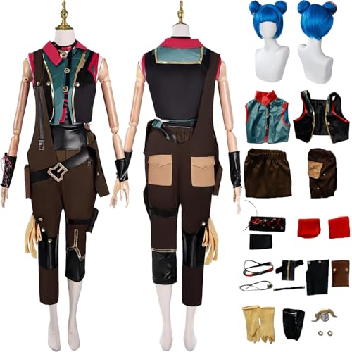 Daotutu Anime Arcane Jinx Cosplay Kostüm mit Perücke Rolle Caitlyn Vi Caitlyn Weste Socken Halskette Ohrclip Uniform Outfits Erwachsene Komplettset Dress Up Anzug Halloween Karneval Party für Frauen Daotutu Anime Arcane Jinx Cosplay Kostüm mit Perücke Rolle Caitlyn Vi Caitlyn Weste Socken Halskette Ohrclip Uniform Outfits Erwachsene Komplettset Dress Up Anzug Halloween Karneval Party für Frauen von Daotutu