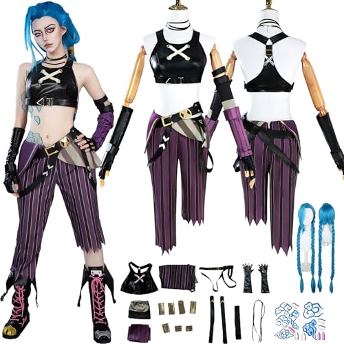 Daotutu Anime Arcane Jinx Cosplay Kostüm mit Perücke Updated Edition Rolle Caitlyn Vi Caitlyn Tattoo-Aufkleber Uniform Outfits Erwachsene Komplettset Dress Up Anzug Halloween Karneval Party für Frauen Daotutu Anime Arcane Jinx Cosplay Kostüm mit Perücke Updated Edition Rolle Caitlyn Vi Caitlyn Tattoo-Aufkleber Uniform Outfits Erwachsene Komplettset Dress Up Anzug Halloween Karneval Party für Frauen von Daotutu
