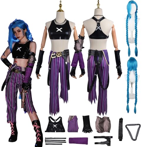 Daotutu Anime Arcane Season 2 Jinx-Cosplay Kostüm mit Perücke für Frauen Uniform Erwachsene Hose Handschuhe Ärmel Taillengürtel Komplettset Dress Up Anzug Outfits Halloween Karneval Party Daotutu Anime Arcane Season 2 Jinx-Cosplay Kostüm mit Perücke für Frauen Uniform Erwachsene Hose Handschuhe Ärmel Taillengürtel Komplettset Dress Up Anzug Outfits Halloween Karneval Party von Daotutu