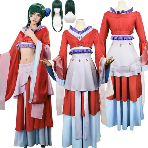 Daotutu Anime Maomao Cosplay Kostüm für The Apothecary Diaries Cosplay Outfit Rolle Jinshi Rollenspiel Rot Uniform Komplettes Set Halloween Dress Up Anzug mit Perücke Mantel Bluse für Frauen Mädchen von Daotutu