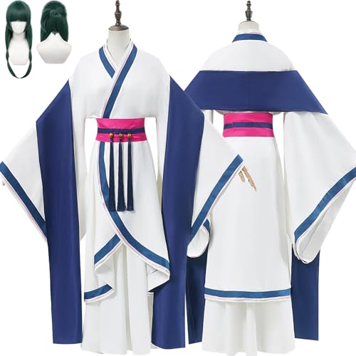 Daotutu Anime Maomao Cosplay Kostüm für The Apothecary Diaries Cosplay Outfit Rolle Jinshi Rollenspiel Weiß Uniform Komplettes Set Halloween Dress Up Anzug mit Perücke Schal Rock für Frauen Mädchen von Daotutu
