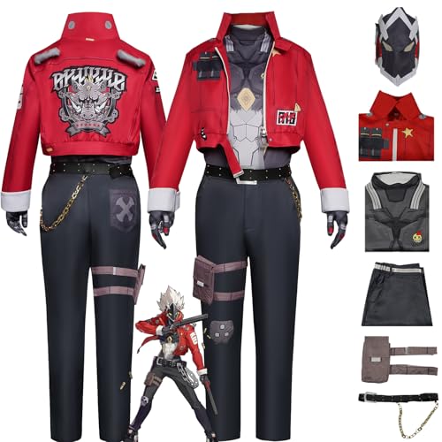 Daotutu Billy Kid Zenless Zone Zero Cosplay Kostüm Maske für Männer Charakter Nicole Demara Uniform Erwachsene Komplettset Jacke Dress Up Anzug Outfits Halloween Karneval Party Geschenke (L) von Daotutu