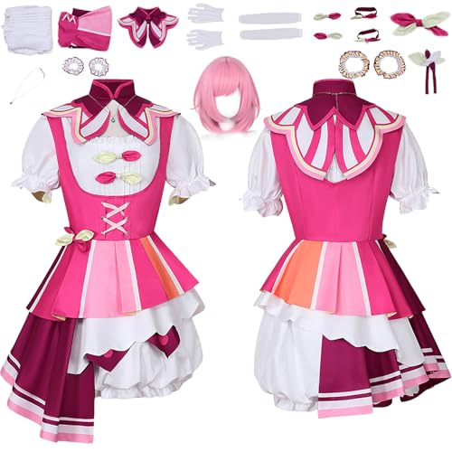 Daotutu Emu Otori Project Sekai Colourful Stage Cosplay Perücke Kostüm Outfit für Frauen Mädchen Anime Charakter Asahina Mafuyu Rot Kleid Uniform Set Halloween Karneval Party Dress Up Anzug (2XL) von Daotutu