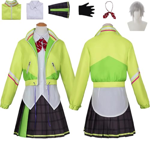 Daotutu Shiho Hinomori Project Sekai Colourful Stage Cosplay Perücke Kostüm Outfit für Frauen Mädchen Anime Charakter Nene Kusanagi Grün Uniform Komplettes Set Halloween Karneval Party Dress Up (S) Daotutu Shiho Hinomori Project Sekai Colourful Stage Cosplay Perücke Kostüm Outfit für Frauen Mädchen Anime Charakter Nene Kusanagi Grün Uniform Komplettes Set Halloween Karneval Party Dress Up (S) von Daotutu