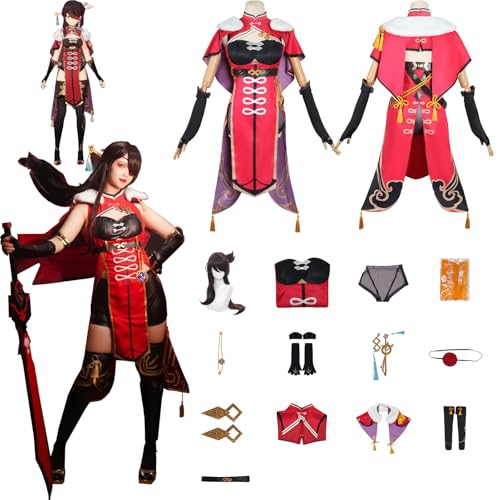Daotutu Spiel Genshin Impact Cosplay Kostüm Outfit Rolle Beidou Cosplay Uniform Komplettset Set Halloween Karneval Party Dress Up Anzug mit Perücke (3XL) von Daotutu