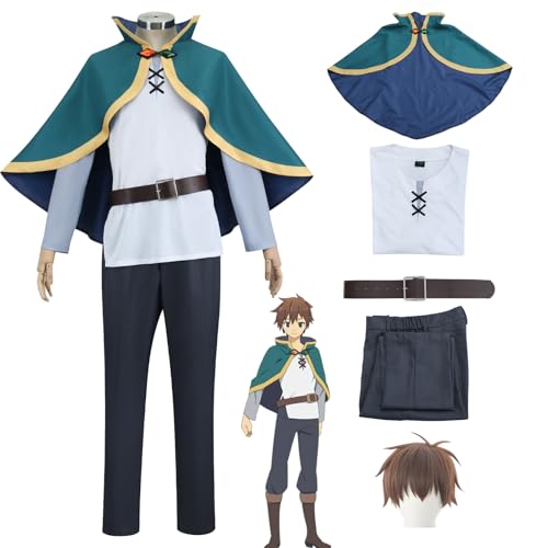 Daotutu Spiel KonoSuba God's Blessing on This Wonderful World Kazuma Satou Cosplay Kostüm Outfit Uniform Komplettset Set Halloween Karneval Party Dress Up Anzug mit Perücke (M) von Daotutu