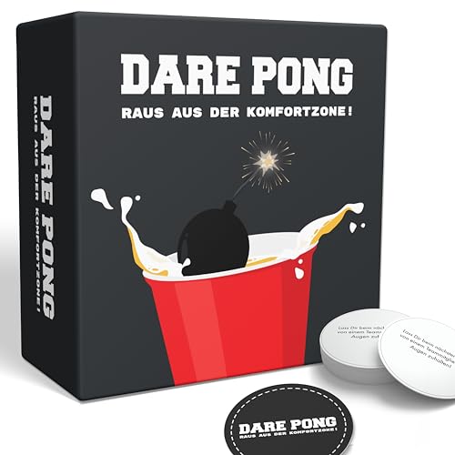 Dare Pong® Bierpong Meets Wahrheit oder Pflicht. Partyspiel und Trinkspiel mit 120 Karten, ideal für Beerpong, Festivals und als Geschenk! Die besten Partyspiele & Beer Pong Erweiterungen von Dare Pong