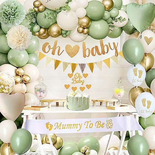 Babyparty Deko Junge, Baby Shower Deko Junge Mädchen mit Luftballoons Grün Gold,Babyparty Girlande,Mommy to Be Sash für Babyshowerparty Neutral Dschungel ,Gender Reveal Party Dekoration Boy Girl Babyparty Deko Junge, Baby Shower Deko Junge Mädchen mit Luftballoons Grün Gold,Babyparty Girlande,Mommy to Be Sash für Babyshowerparty Neutral Dschungel ,Gender Reveal Party Dekoration Boy Girl von Dargds