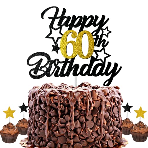 Dargds Tortendeko 60 Geburtstag Mann Frau,Happy 60th Birthday Tortendeko Sterne Gold mit Schwarzes,60th Sterne Kuchendeko Cake Topper Tortenaufsätze für 60 Geburstagstorte Deko Jungen Mädchen Dargds Tortendeko 60 Geburtstag Mann Frau,Happy 60th Birthday Tortendeko Sterne Gold mit Schwarzes,60th Sterne Kuchendeko Cake Topper Tortenaufsätze für 60 Geburstagstorte Deko Jungen Mädchen von Dargds