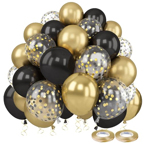 Luftballons Schwarz Gold, Dargds 55 Stück Luftballons Gold Schwarz Geburtstagsdeko mit Gold Konfetti Ballons, Deko Schwarz Gold für Hochzeit, Geburtstag, Jahrestag, Party Dekorationen Luftballons Schwarz Gold, Dargds 55 Stück Luftballons Gold Schwarz Geburtstagsdeko mit Gold Konfetti Ballons, Deko Schwarz Gold für Hochzeit, Geburtstag, Jahrestag, Party Dekorationen von Dargds