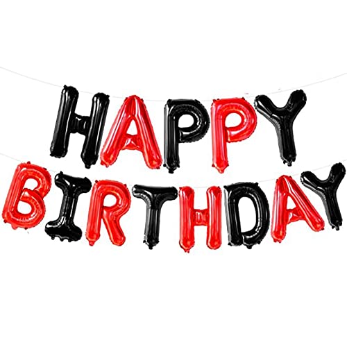 Dariokki Schwarz-Rote Happy Birthday-Banner, Luftballons, Happy Birthday-Schild, Luftballons, Happy Birthday-Buchstaben, Luftballons f¨¹r Partys von Dariokki