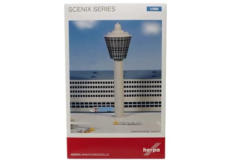 herpa 519670 – Airport-Tower-Set für Modellflughafen, ideale Ergänzung für das Flughafen Basis Set 1, Kleinmodell, 28 Teile - Maßstab 1:500 , Weiß von Daron