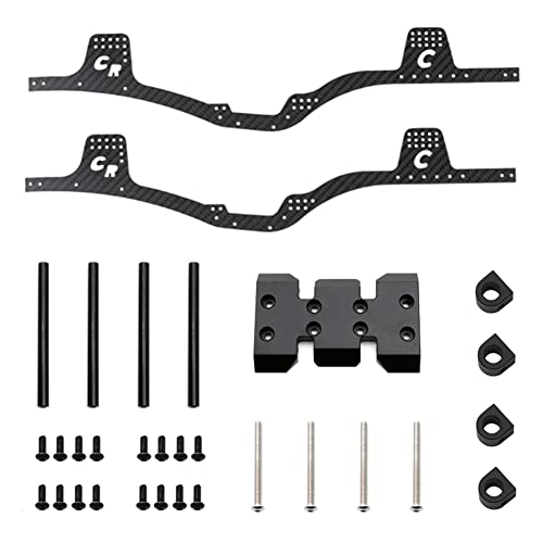 Daroplo LCG Kohlefaser-Chassis-Kit Rahmenschiene Unterfahrschutz Karosseriepfostenhalterung für Axial SCX10 1/10 RC Crawler Autoteile, Schwarz von Daroplo